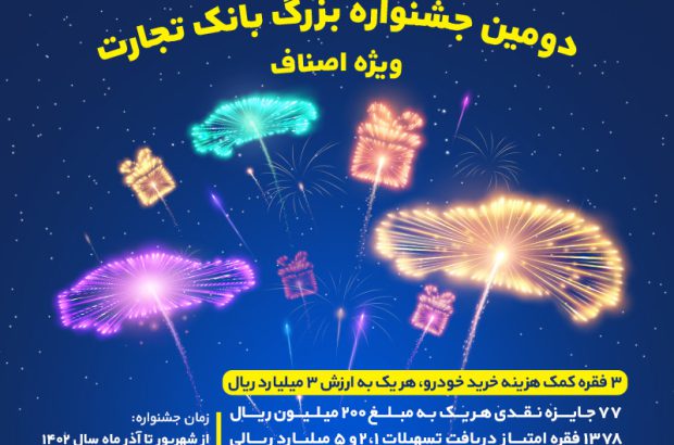 جشنواره بزرگ بانک تجارت ویژه اصناف از ۱۰ شهریور تا پایان آذرماه برگزار می‌شود