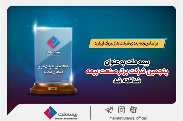 براساس رتبه بندی شرکت های بزرگ ایران؛ بیمه ملت به عنوان پنجمین شرکت برتر صنعت بیمه شناخته شد
