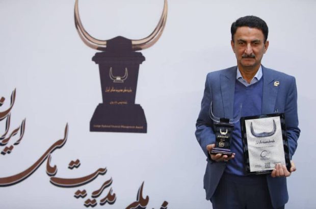 تندیس بلورین جایزه ملی مدیریت مالی ایران به بوعلی اهدا شد
