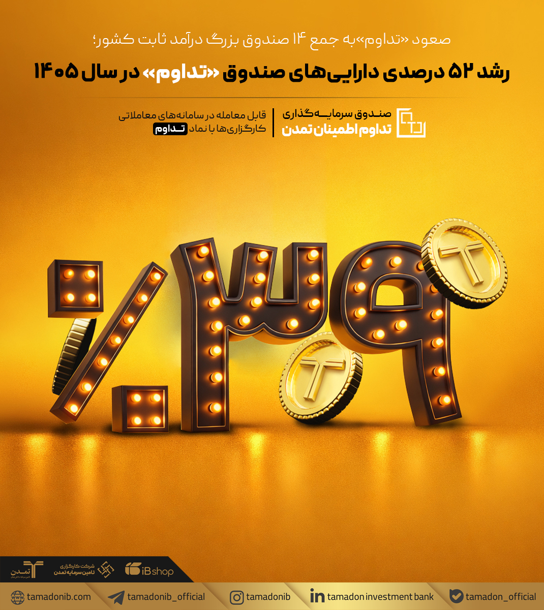رشد ۵۲ درصدی دارایی‌های صندوق «تداوم» در سال ۱۴۰۵
