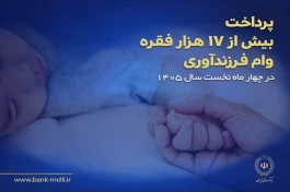 پرداخت بیش از ۱۷ هزار فقره وام فرزندآوری در بانک ملی ایران